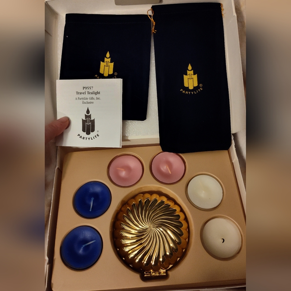 NEW! Vintage PartyLite Shell Travel Tealight Candle Set
